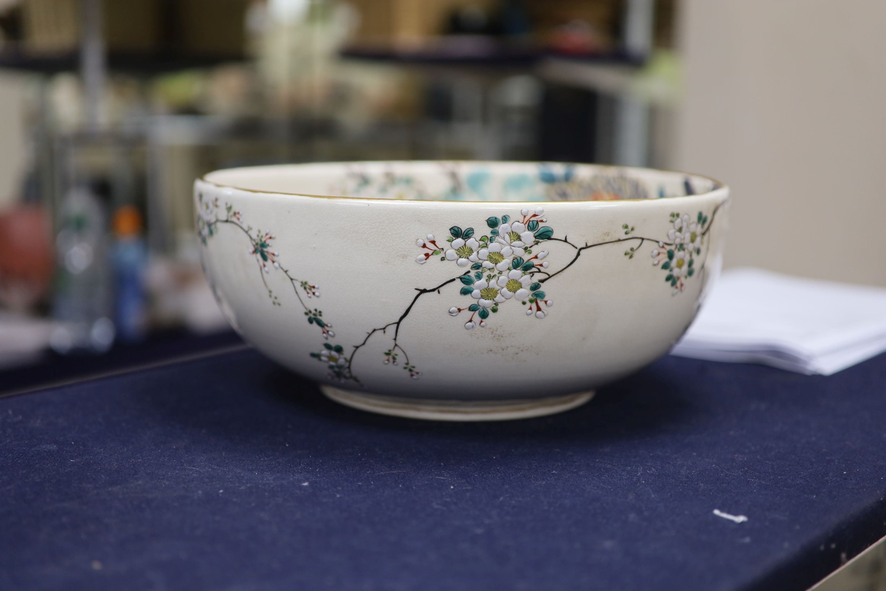 A Japanese satsuma enamelled bowl, 30cm